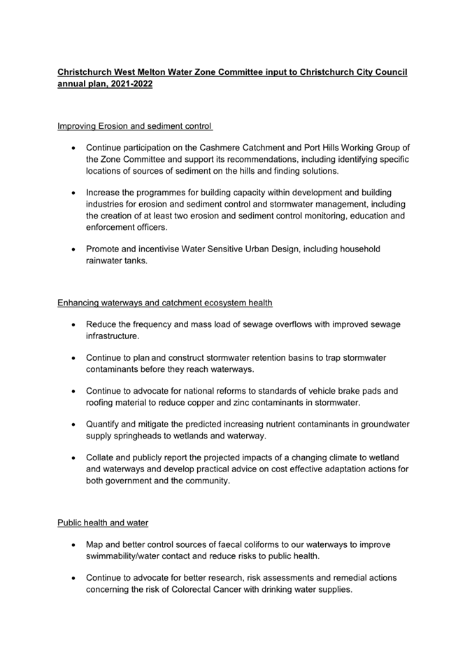 Agenda of Christchurch West Melton Water Management Zone Committee