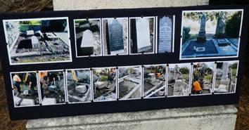 A display of photos on a wall

Description automatically generated