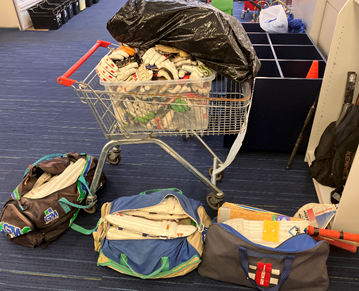 A picture containing luggage, luggage and bags, footwear, basket

Description automatically generated