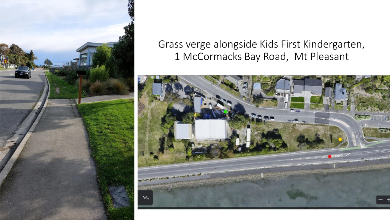 A couple of photos of a road and a building

Description automatically generated