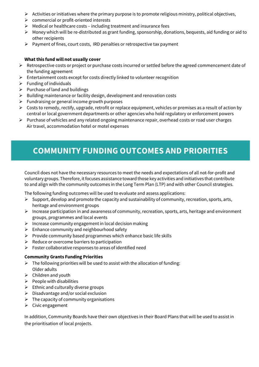 A list of a community funding

Description automatically generated
