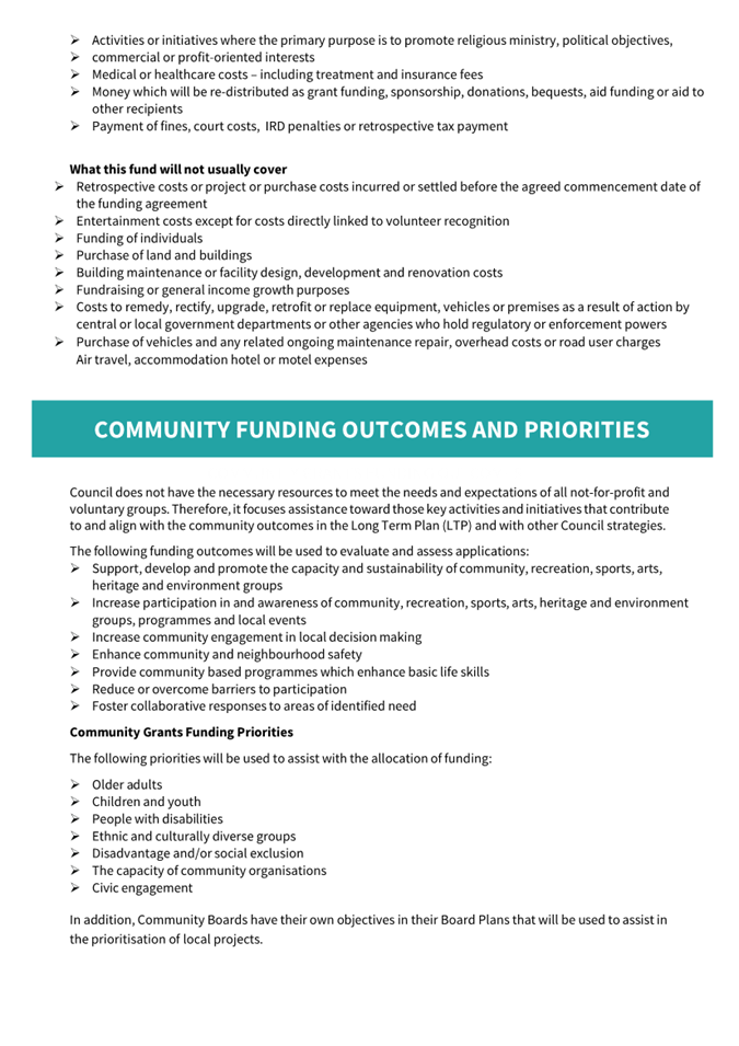 A list of a community funding

Description automatically generated