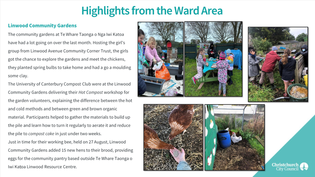 A collage of children feeding chickens

Description automatically generated