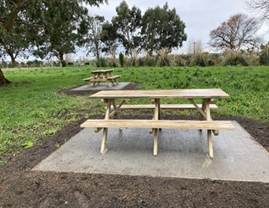 A picnic table in a park

Description automatically generated