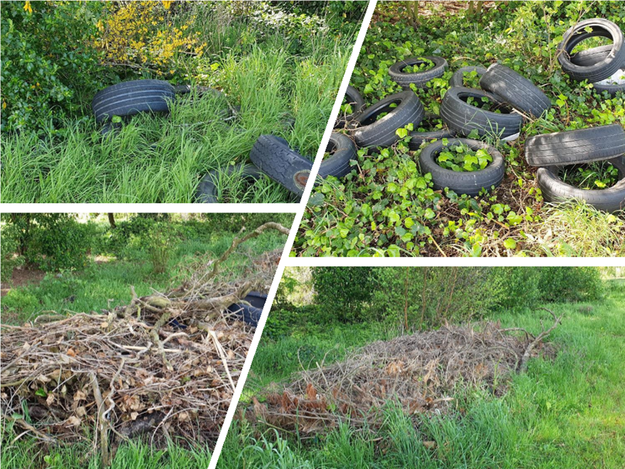 A collage of tires and debris

Description automatically generated