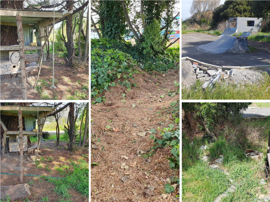 A collage of photos of a playground

Description automatically generated