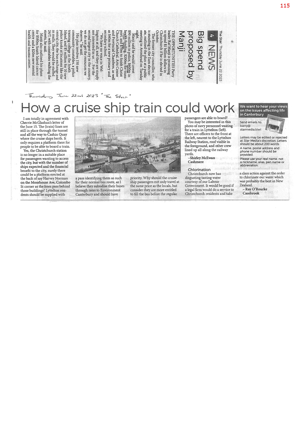 A newspaper with a cruise ship in the background

Description automatically generated