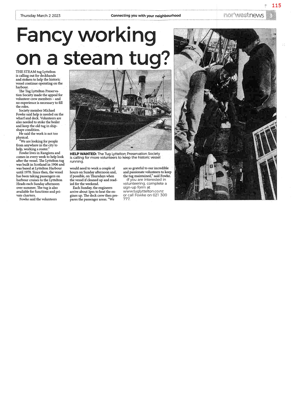 A newspaper with a picture of a steam tag

Description automatically generated
