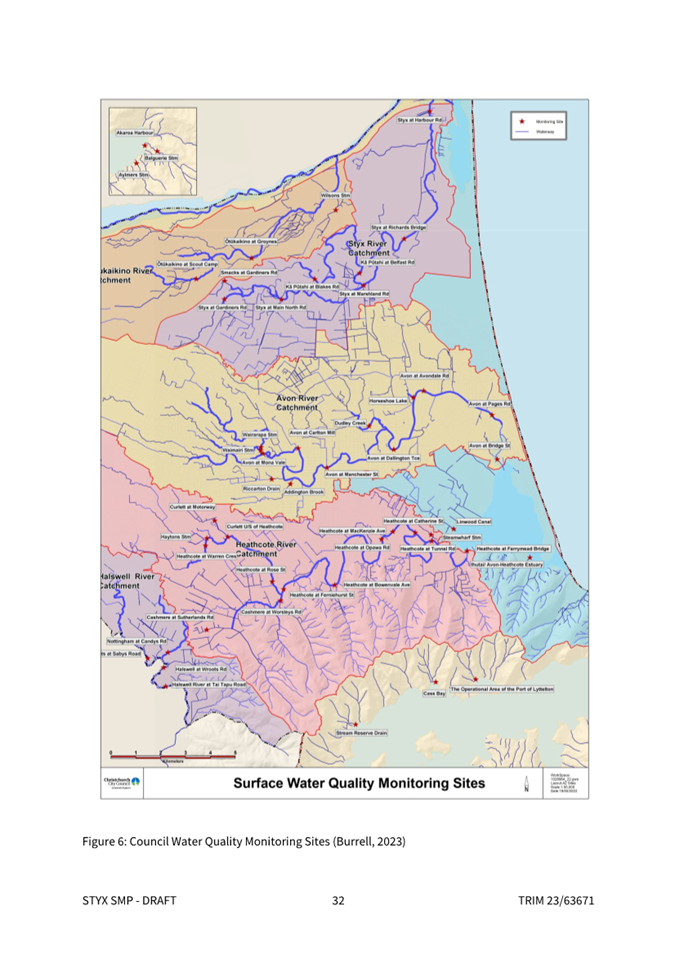 A map of the surface water quality monitoring sites

Description automatically generated