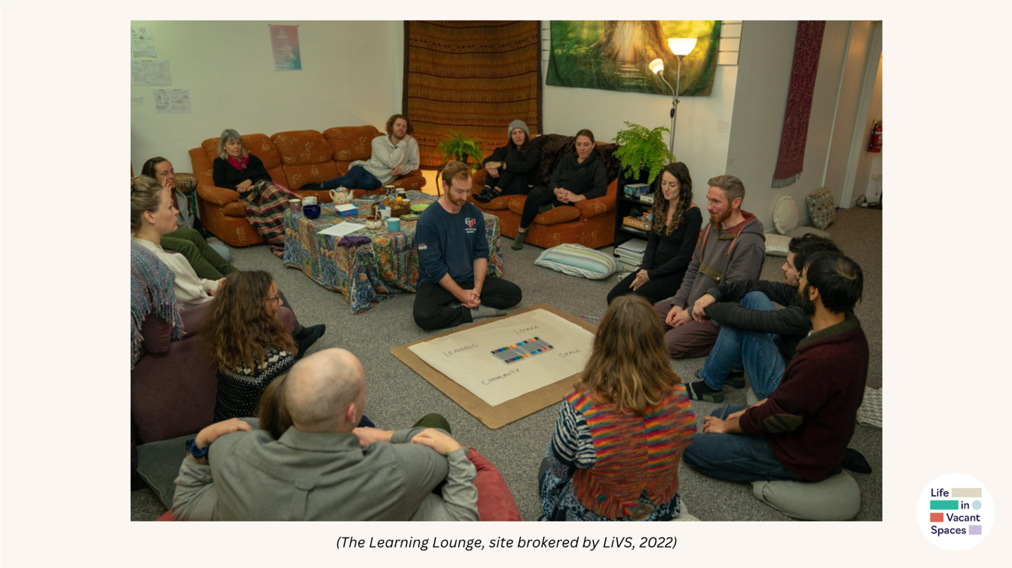 A group of people sitting on the floor in a circle

Description automatically generated