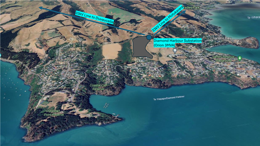 An aerial view of a land with land and water

Description automatically generated