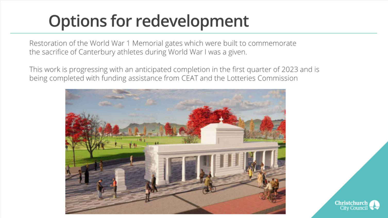 A group of people walking in front of a building

Description automatically generated