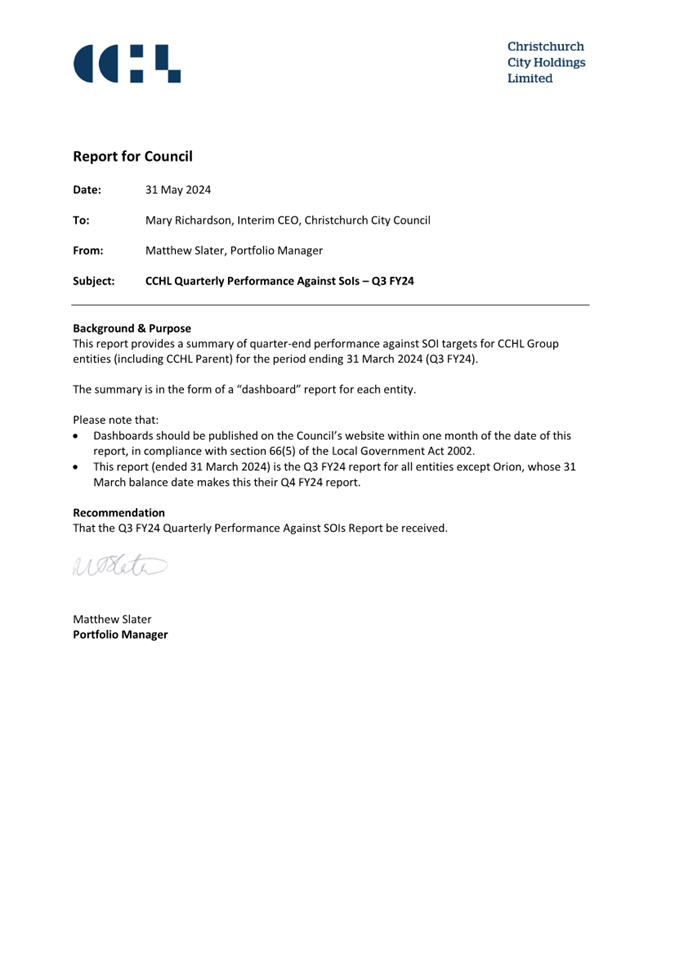 A report for council with a signature

Description automatically generated