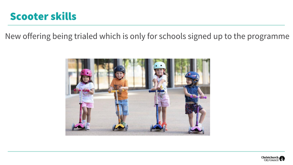 A group of children riding scooters

Description automatically generated