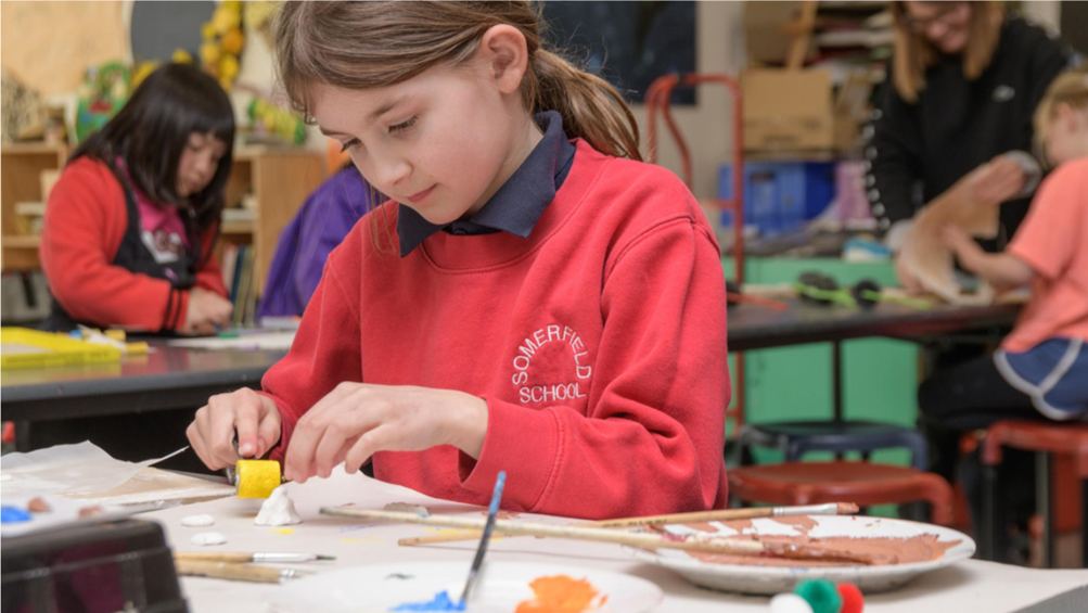 A child painting on a table

Description automatically generated