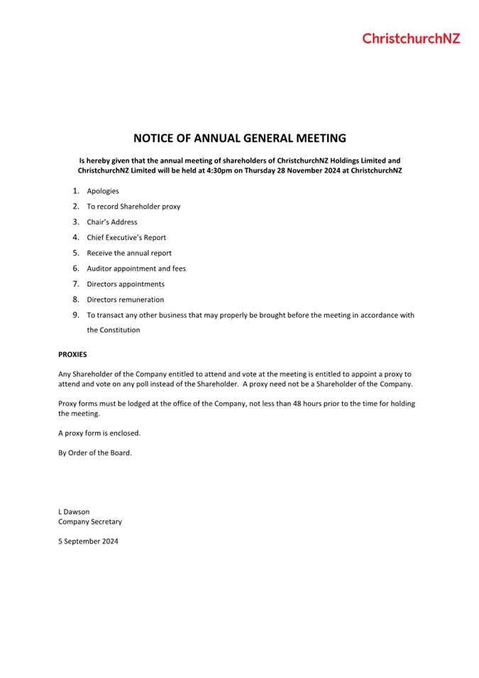 A notice of an general meeting

Description automatically generated