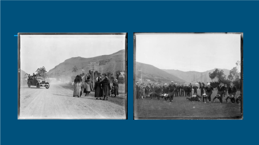 A group of people walking on a road

Description automatically generated