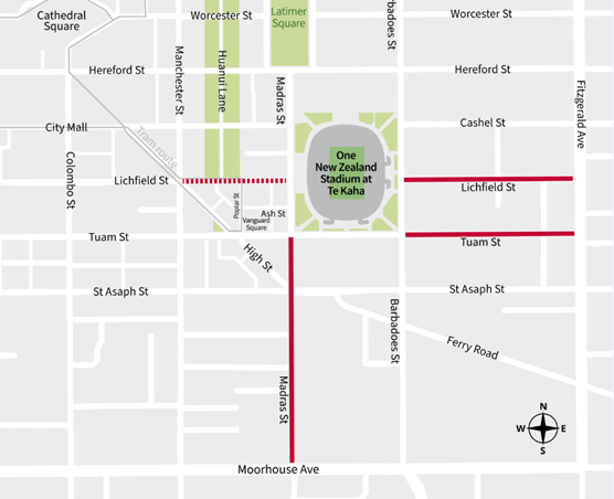 Map showing separable portion 3 sections around One New Zealand Stadium at Te Kaha