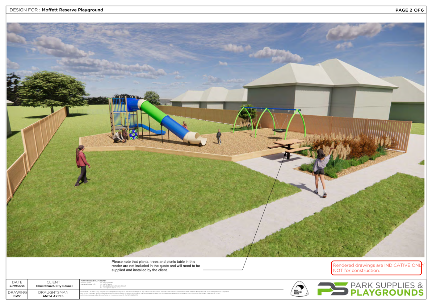 A playground with a slide and a playground in the back

Description automatically generated with medium confidence