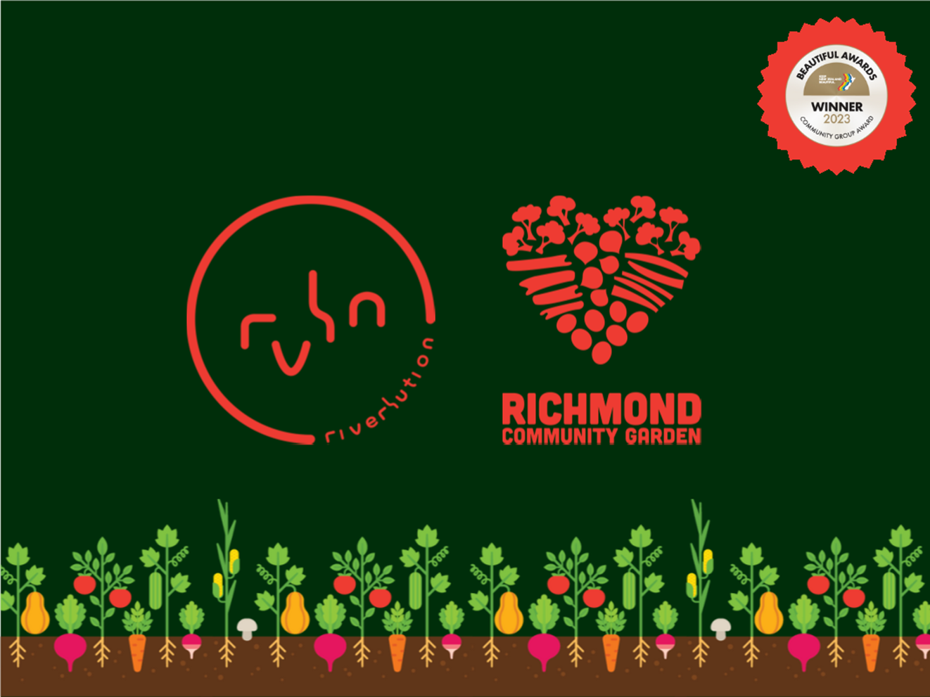 A group of logos and a patch of vegetables

Description automatically generated