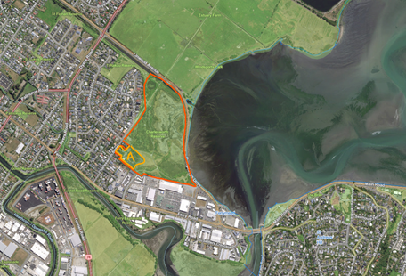 An aerial view of a city

Description automatically generated