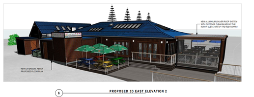 A building with a blue roof

Description automatically generated