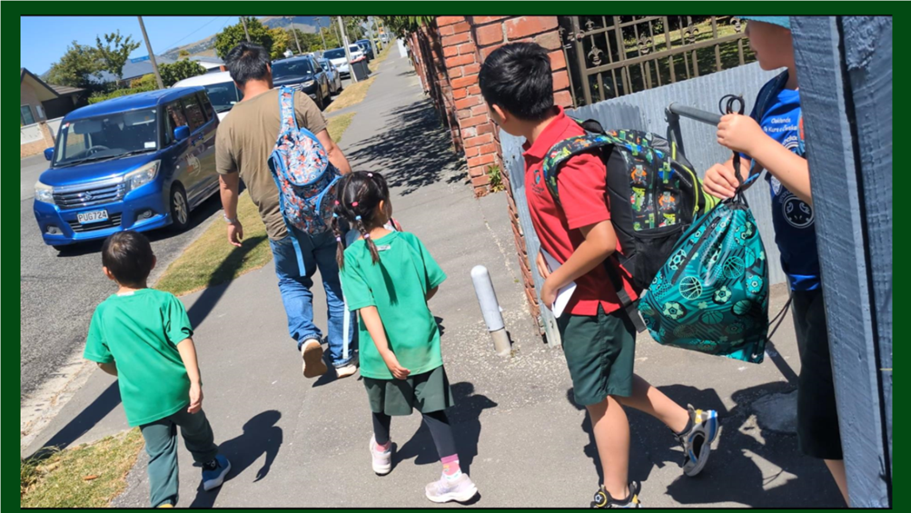 A group of children walking on a sidewalk

AI-generated content may be incorrect.