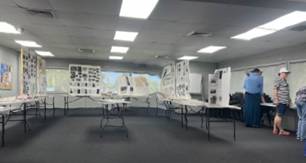 The Halswell Heritage Display at the Halswell Community Hub - A room with tables and displays showing information and photographs