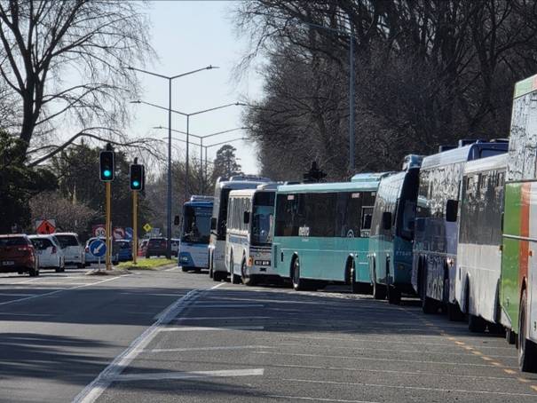 A group of buses parked on a street

AI-generated content may be incorrect.
